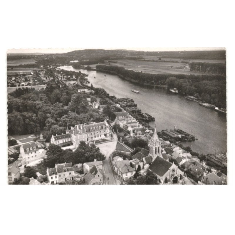 CONFLANS-SAINTE-HONORINE: l'église et le château vue aérienne 10X15 - très bon état