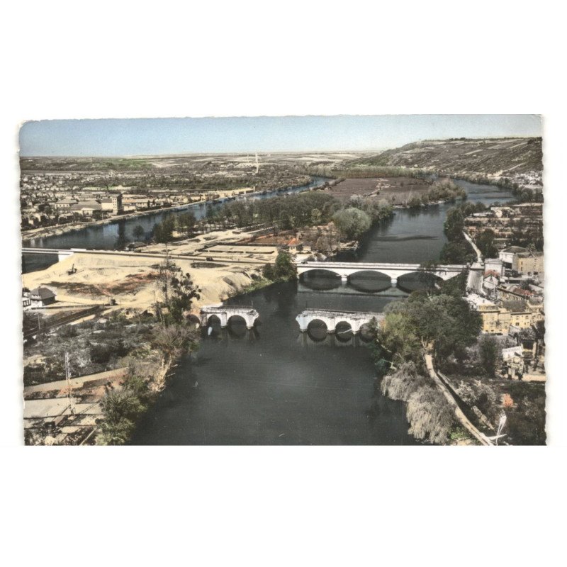 LIMAY: le pont, la seine vue aérienne 10X15 - très bon état