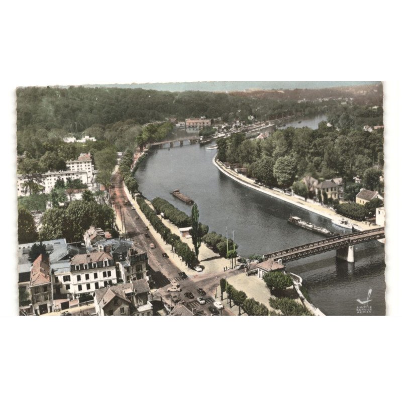 BOUGIVAL: le pont vue aérienne 10X15 - très bon état