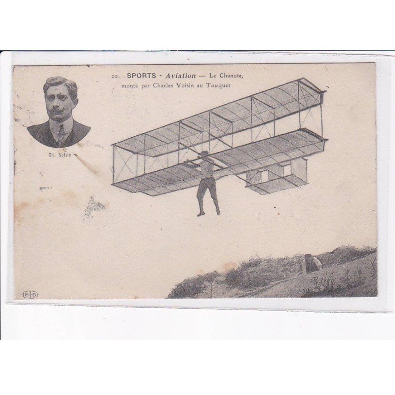 TOUQUET: sports, aviation, le chanute monté par charles voisin au touquet - très bon état