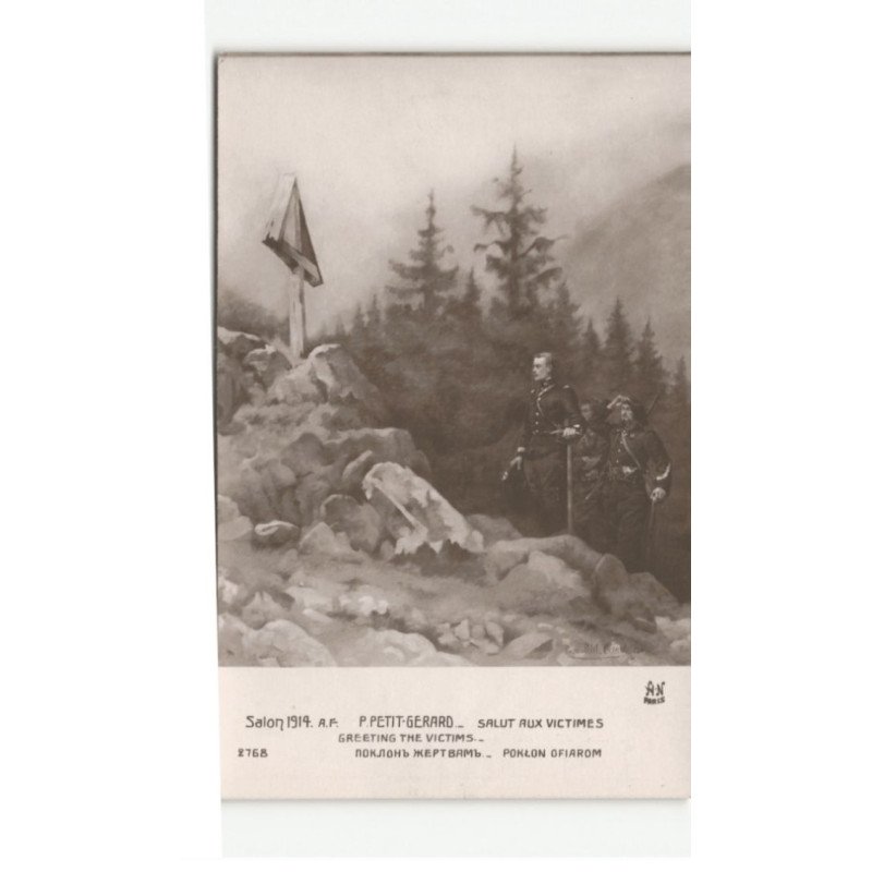 MILITAIRE CHASSEURS ALPINS: salon 1914 P. Petit-Gerard salut aux victimes - très bon état