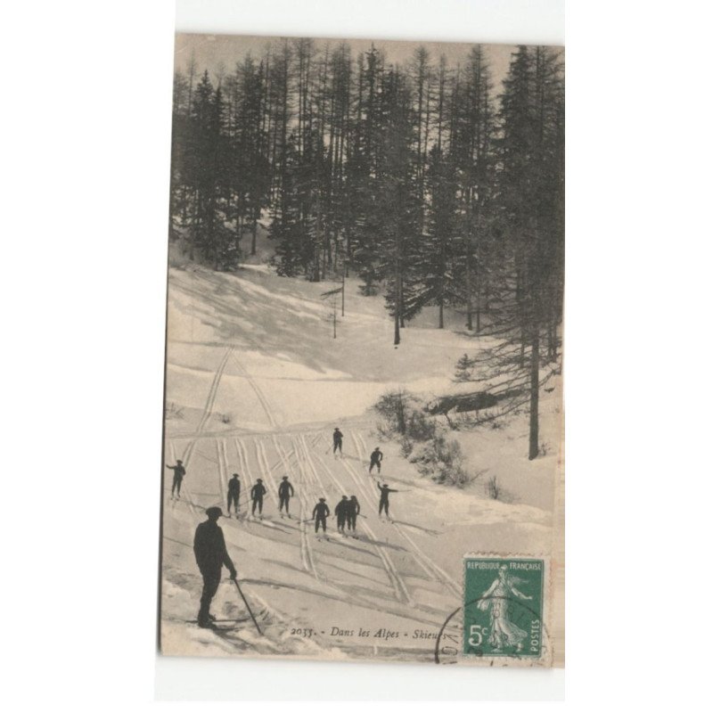 MILITAIRES CHASSEURS ALPINS: dans les alpes skieurs - très bon état