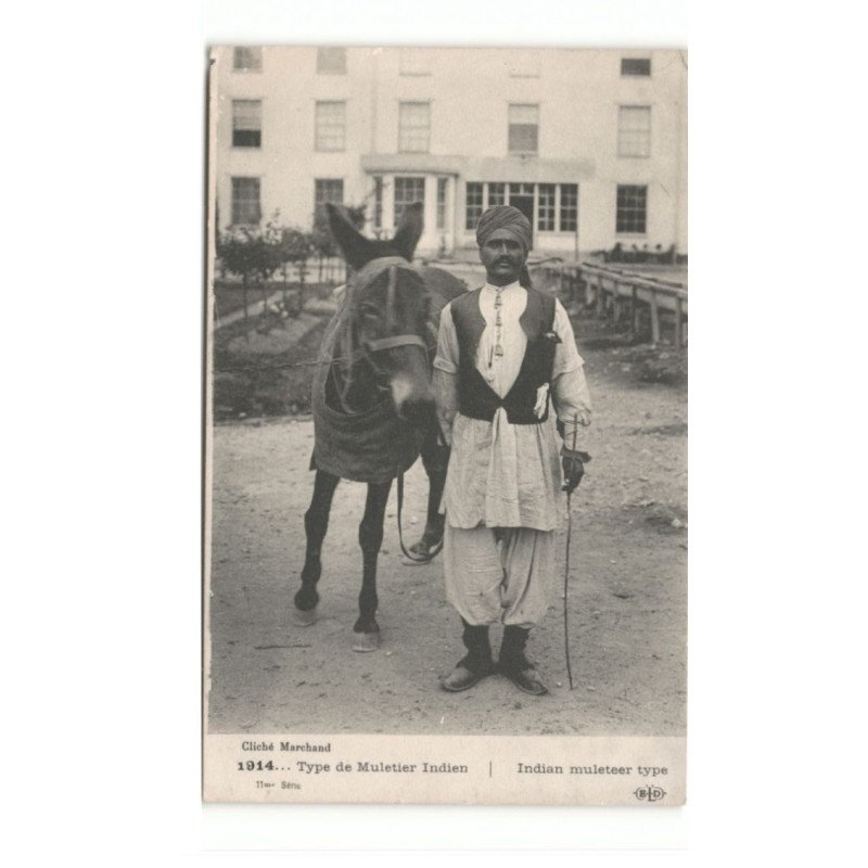 MILITAIRES: Indes, Hindou, Sikh, type de muletier indien - très bon état