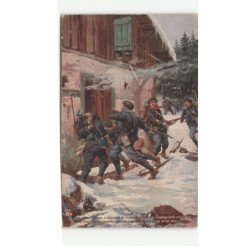 MILITAIRE CHASSEURS ALPINS: en guerre, attaque d'un bureau de douane allemande - très bon état