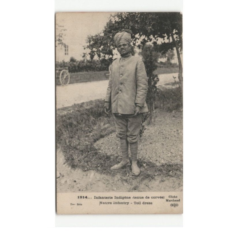 MILITAIRES: Indes, Hindou, Sikh, infanterie indigène tenue de corvée - très bon état