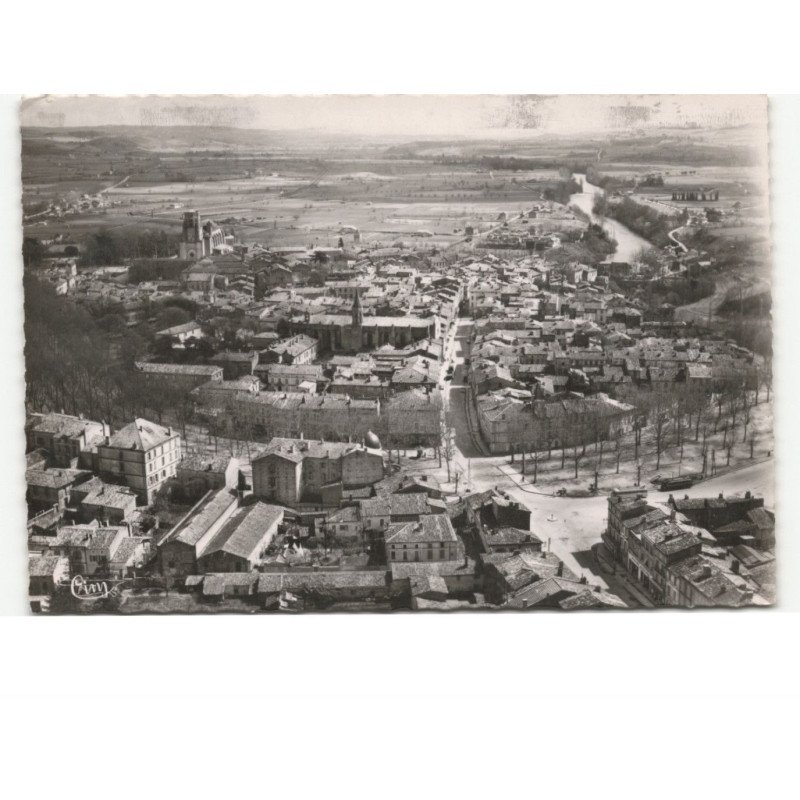LAVAUR: centre de la ville et la vallée de l'agout vue aérienne 10x15 - très bon état