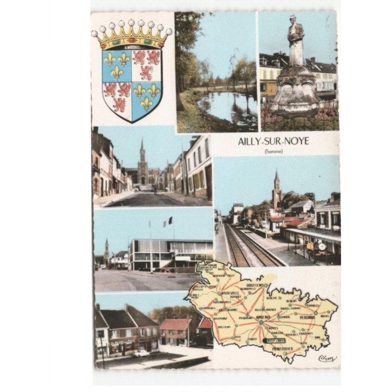 AILLY-sur-NOYE: 6 vues vue aérienne 10x15 - très bon état