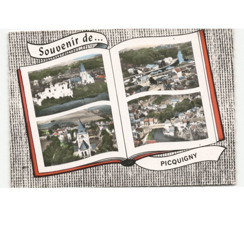 PICQUIGNY: souvenir de... vue aérienne 10x15 - très bon état