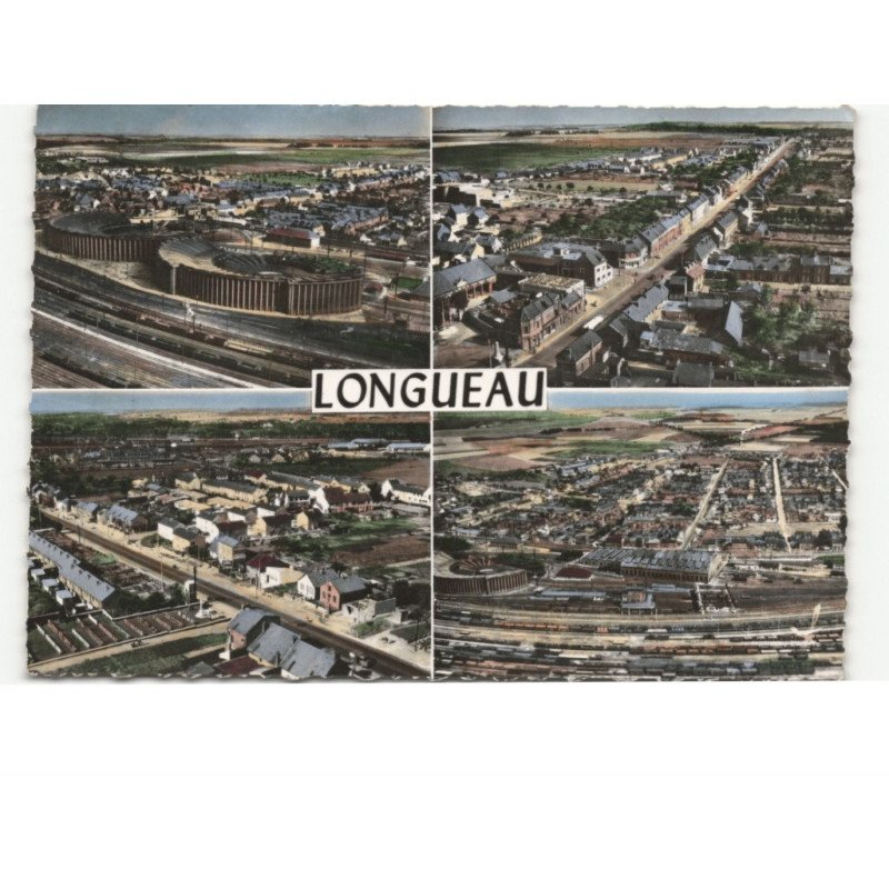 LONGUEAU: les rotondes, route nationale, cités et cimetière anglais, vue générale vue aérienne 10x15 - très bon état