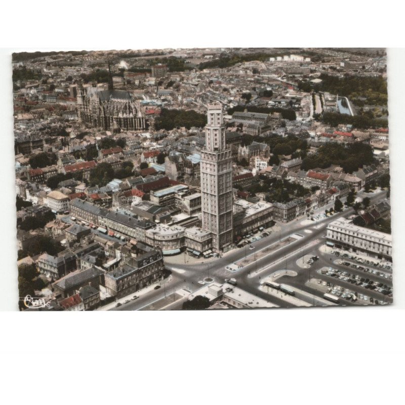 AMIENS: vue générale au 1er plan, la tour perret vue aérienne 10x15 - très bon état