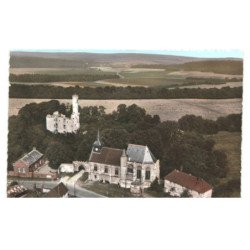 FOLLEVILLE: ruines du château et tour XIIIe église monument historique vue aérienne 10x15 - etat