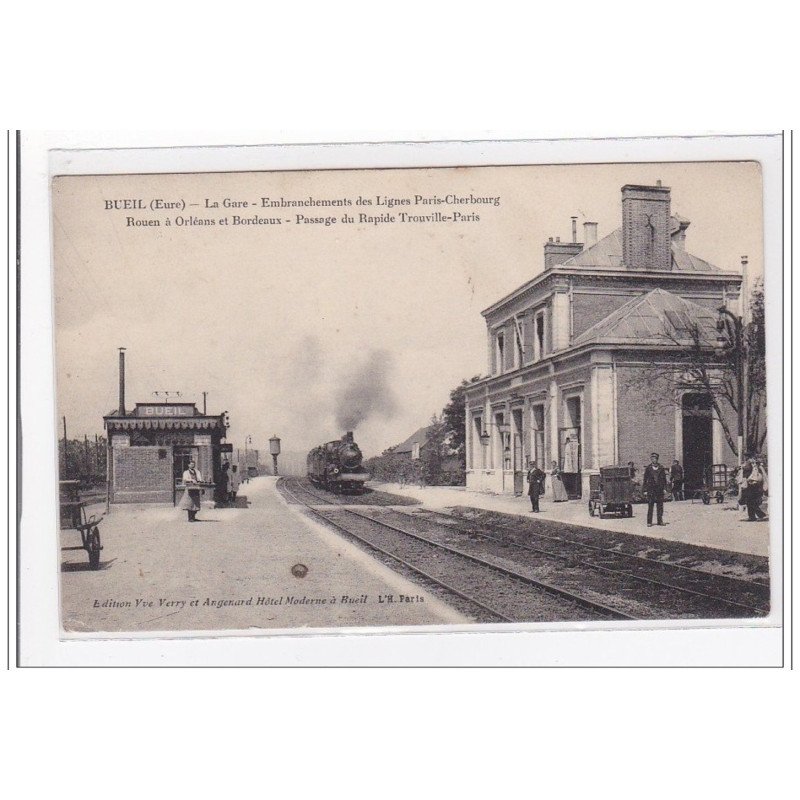 BUEIL : la gare, embranchements des lignes paris-cherbourg, rouen a orleans et bordeaux,  - tres bon etat