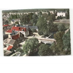 LA FERTE SAINT-CYR: le pont sur le cosson et le château vue aérienne 10x15 - très bon état