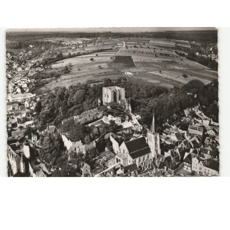 MONTRICHARD: l'église sainte-croix le donjon XIIe siècle route de pont levoy vue aérienne 10x15 - très bon état