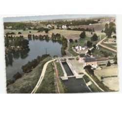 NOYERS-sur-CHER: le canal du berry l'écluse et le cher vue aérienne 10x15 - très bon état