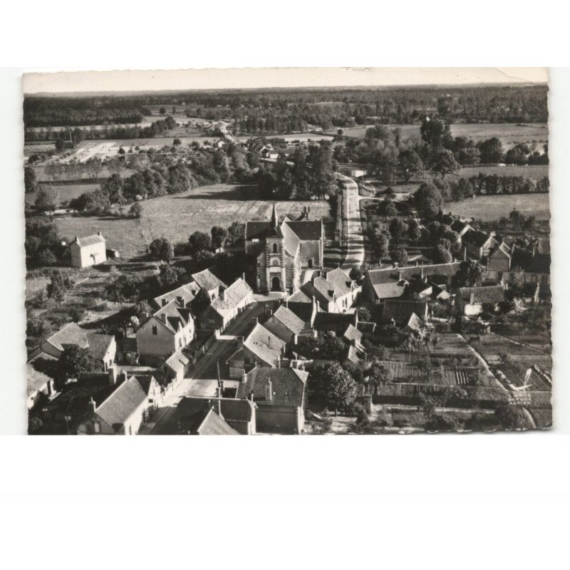 SELLES-SAINT-DENIS: la rue de l'église et la sauldre vue aérienne 10x15 - état