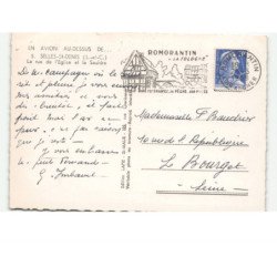 SELLES-SAINT-DENIS: la rue de l'église et la sauldre vue aérienne 10x15 - état