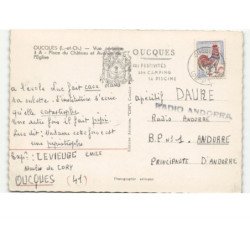 OUCQUES: place du château et avenue de l'église vue aérienne 10x15 - très bon état