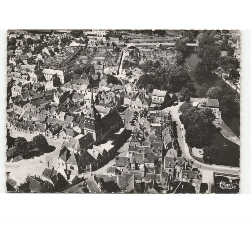ROMORANTIN: l'église saint-étienne, la sauldre et le moulin vue aérienne 10x15 - très bon état