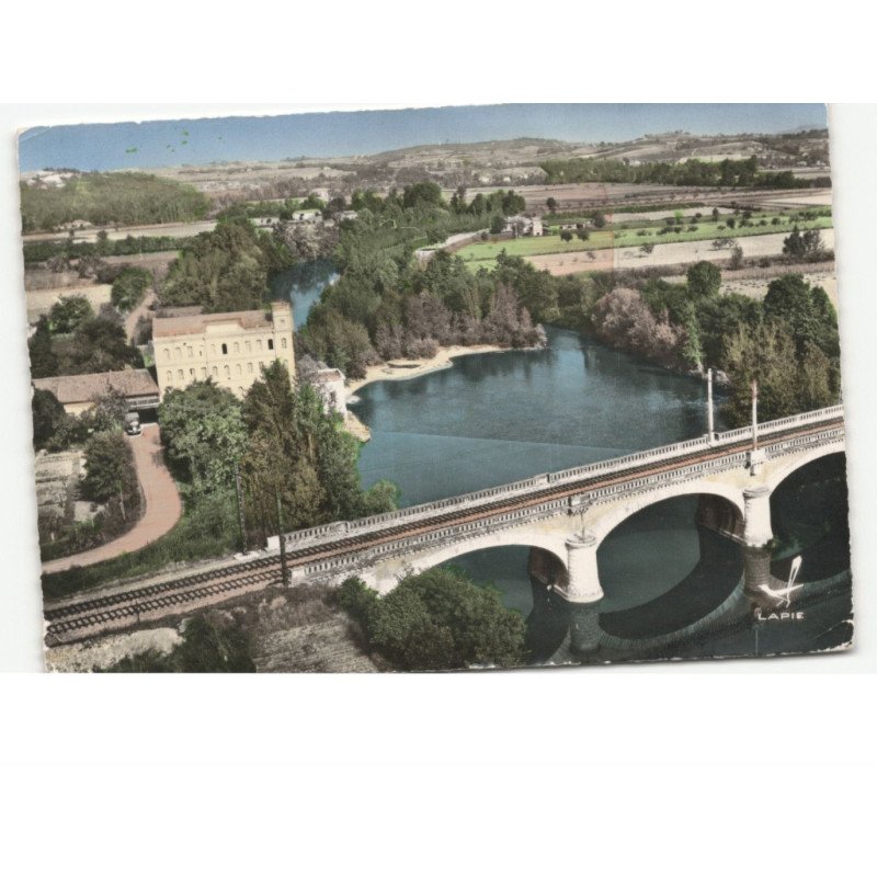 ALBIAS: le moulin et le pont du chemin de fer vue aérienne 10x15 - très bon état