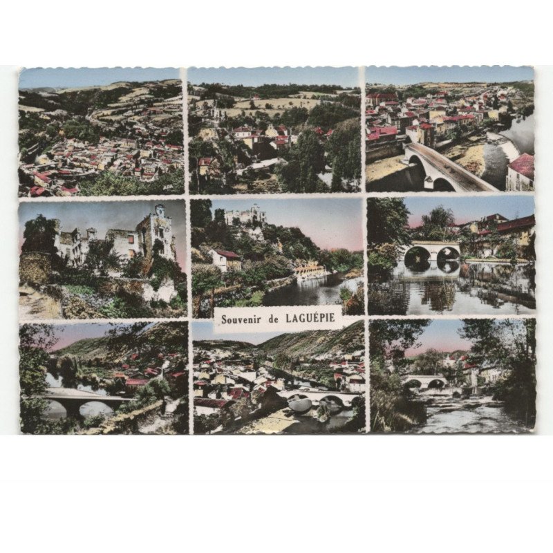 LAGUEPIE: 9 vues vue aérienne 10x15 - très bon état