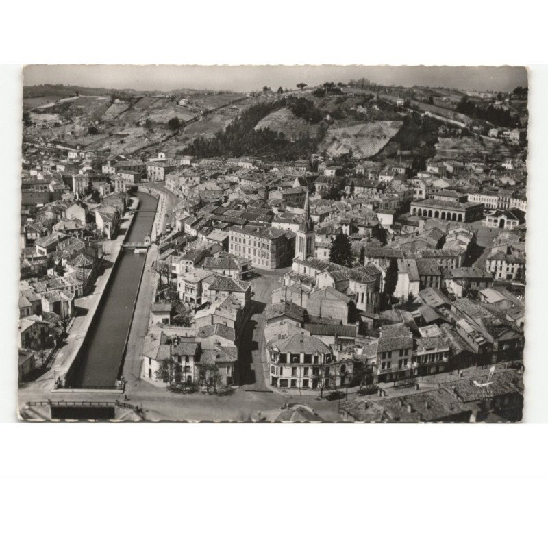 MOISSAC: l'église saint-jacques et le canal vue aérienne 10x15 - très bon état