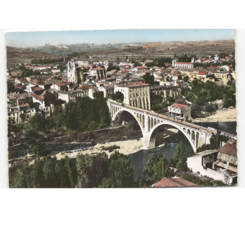 RABASTENS: le carmal, notre-dame du bourg saint-pierre des blancs vue aérienne 10x15 - très bon état
