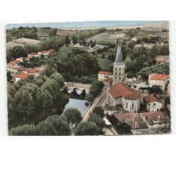 SOUAL: l'église, le pont vue aérienne 10x15 - très bon état