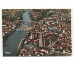 ALBI: vue générale, cathédrale et le tarn vue aérienne 10x15 - très bon état