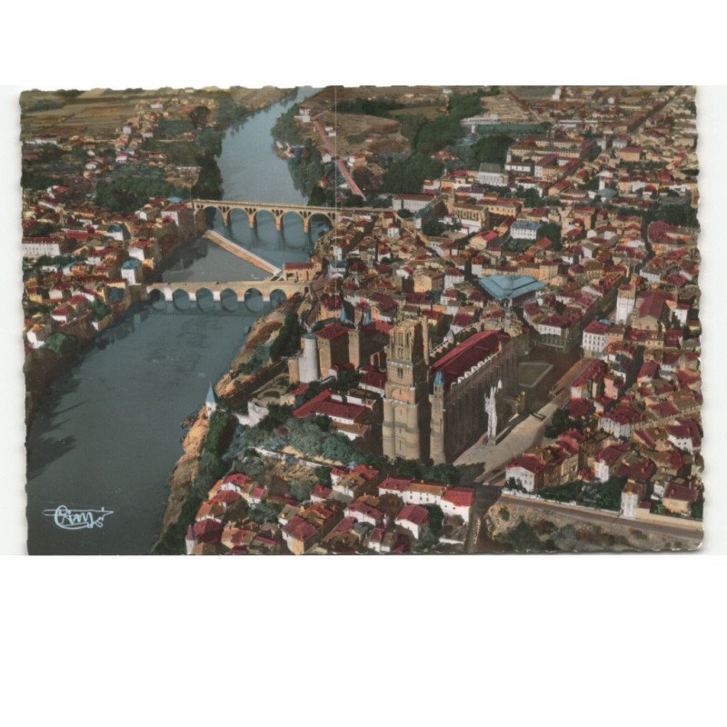 ALBI: vue générale, cathédrale et le tarn vue aérienne 10x15 - très bon état