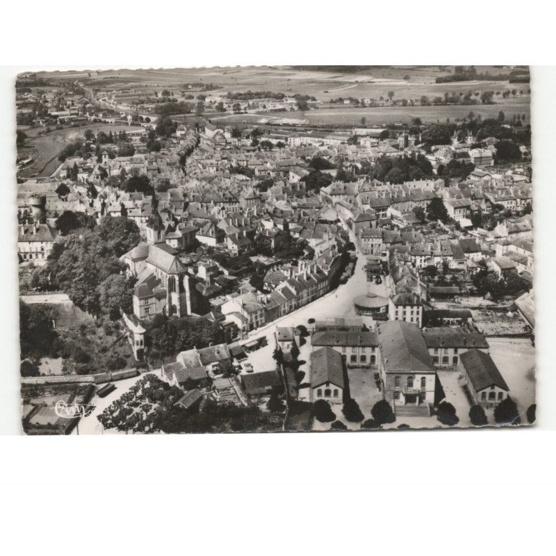NEUFCHATEAU: église saint-nicolas et groupe scolaire vue aérienne 10x15 - très bon état