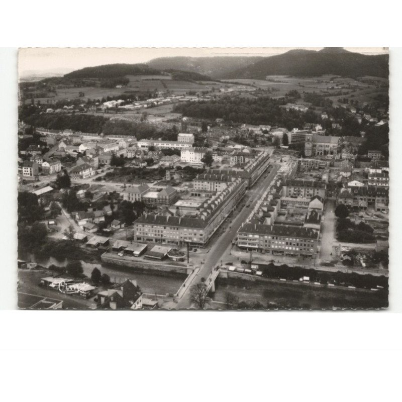 SAINT-DIE: la nouvelle ville, rue thiers et le pont sur la meurthe vue aérienne 10x15 - très bon état