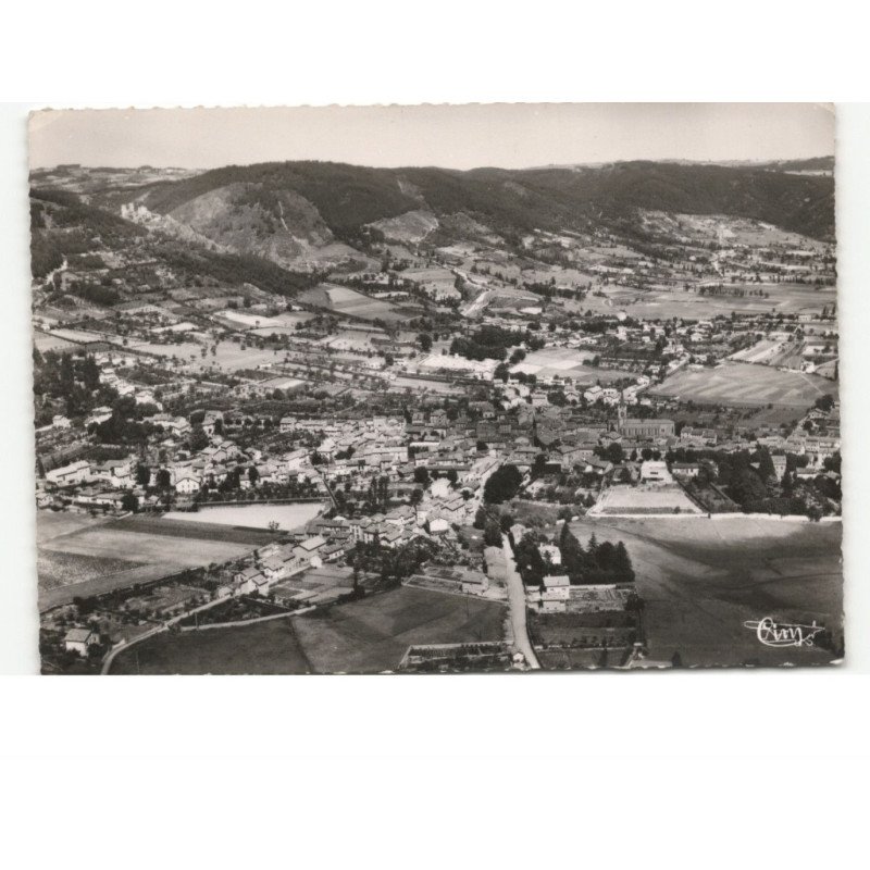 BAS-en-BASSER: dans le fond les ruines de rochebaron vue aérienne 10x15 - très bon état