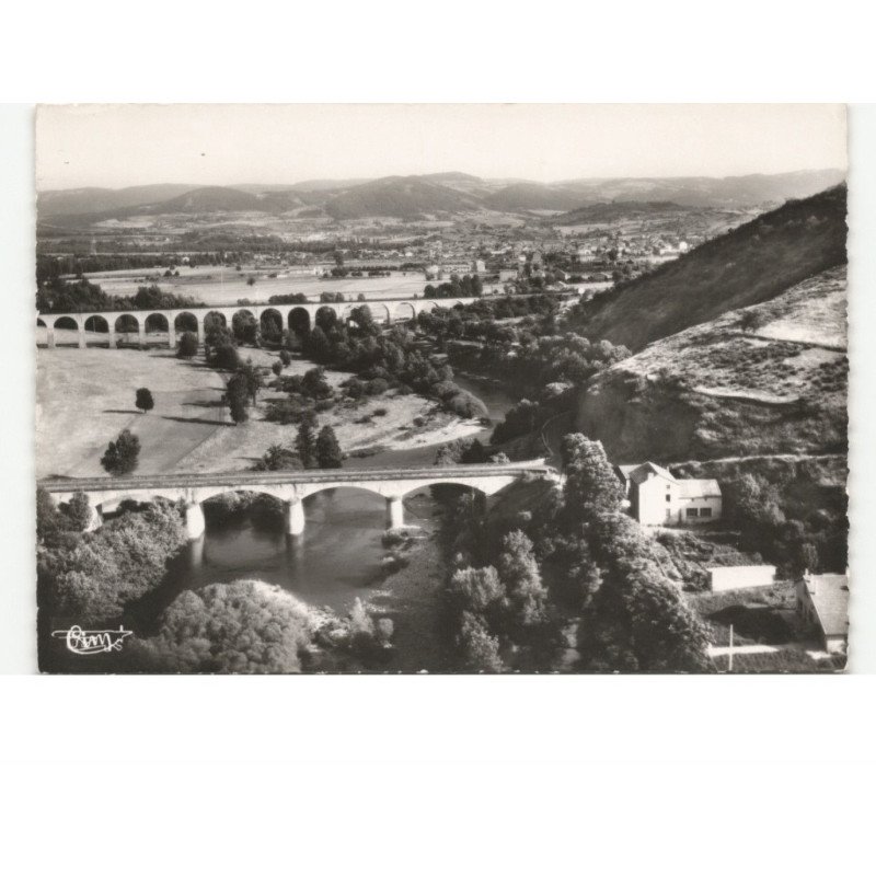 LANGEAC: le pont de costet et le viaduc vue aérienne 10x15 - très bon état
