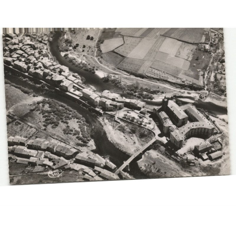 LAVOUTE-CHILHAC: vue générale, le pont sur l'allier et le prieuré vue aérienne 10x15 - très bon état