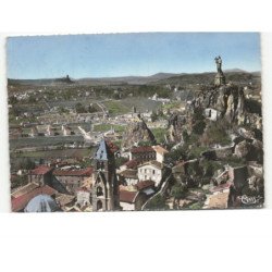 LE PUY: la cahtédrale rocher saint-michel, rocher corneille vue aérienne 10x15 - très bon état