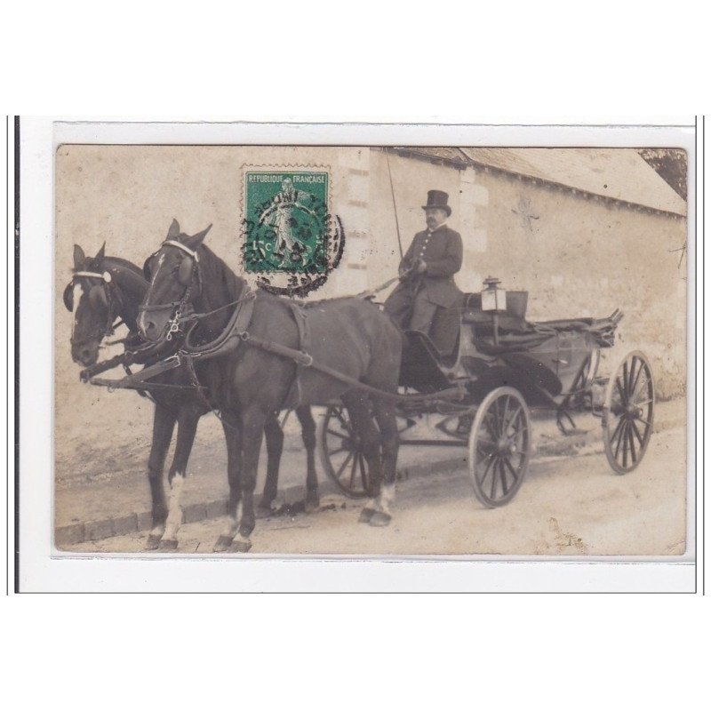 TOURS : carte photo d'un attelage - tres bon etat
