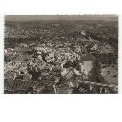 LANAS: le pont et vallée de l'ardèche au fond, viaduc de vogüé et le château vue aérienne 10x15 - très bon état