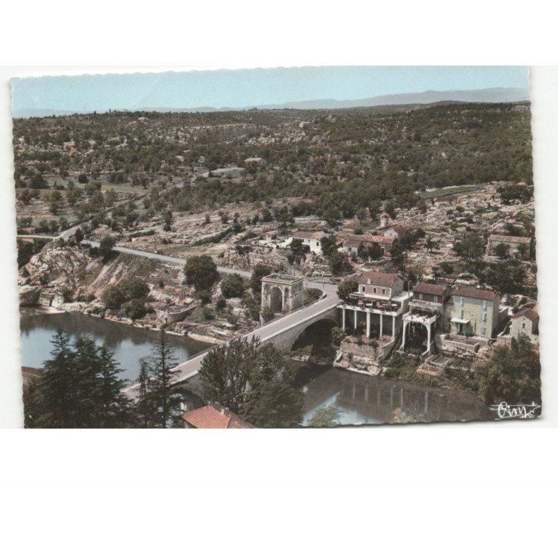 RUOMS: le pont sur l'ardèche vue aérienne 10x15 - très bon état