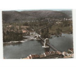 SARRAS et SAINT-VALLIER: pont suspendu sur le rhône vue aérienne 10x15 - très bon état