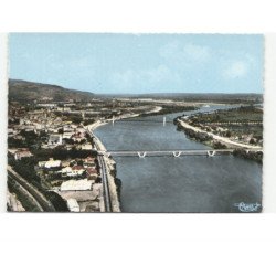 LA VOULTE-sur-RHONE: vue générale et les ponts sur le rhône vue aérienne 10x15 - très bon état
