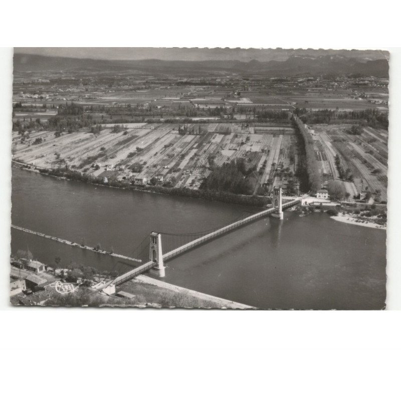 LA VOULTE-sur-RHONE: vue générale, le pont suspendu et le rhône vue aérienne 10x15 - très bon état