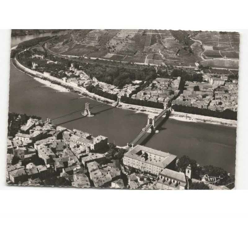 TAIN-TOURNON: les ponts sur le rhône vue aérienne 10x15 - état
