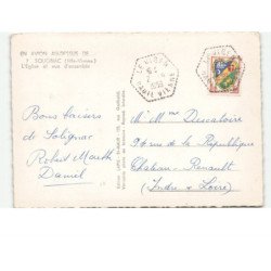 SOLIGNAC: l'église et vue d'ensemble vue aérienne 10x15 - très bon état