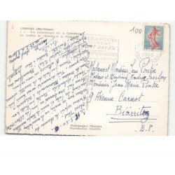 LIMOGES: la cathédrale les jardins de l'evêché et la vienne vue aérienne 10x15 - très bon état