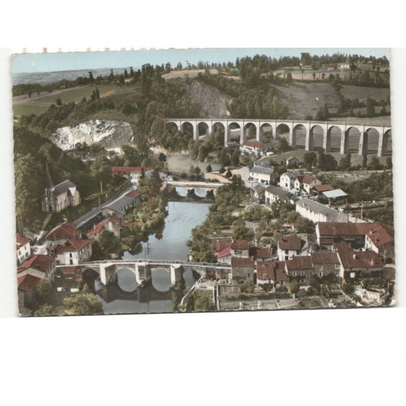 SAINT-LEONARD-de-NOBLAT: la vienne, la viaduc, les ponts vue aérienne 10x15 - très bon état