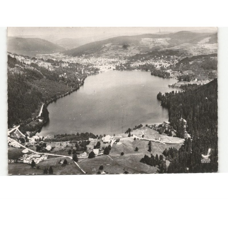 GERARDMER: le bout du lac et vue générale de gérardmer vue aérienne 10x15 - très bon état
