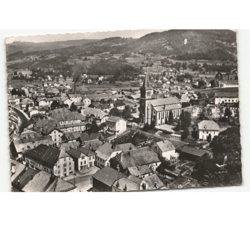LE THILLOT: l'église et la place de la république vue aérienne 10x15 - très bon état