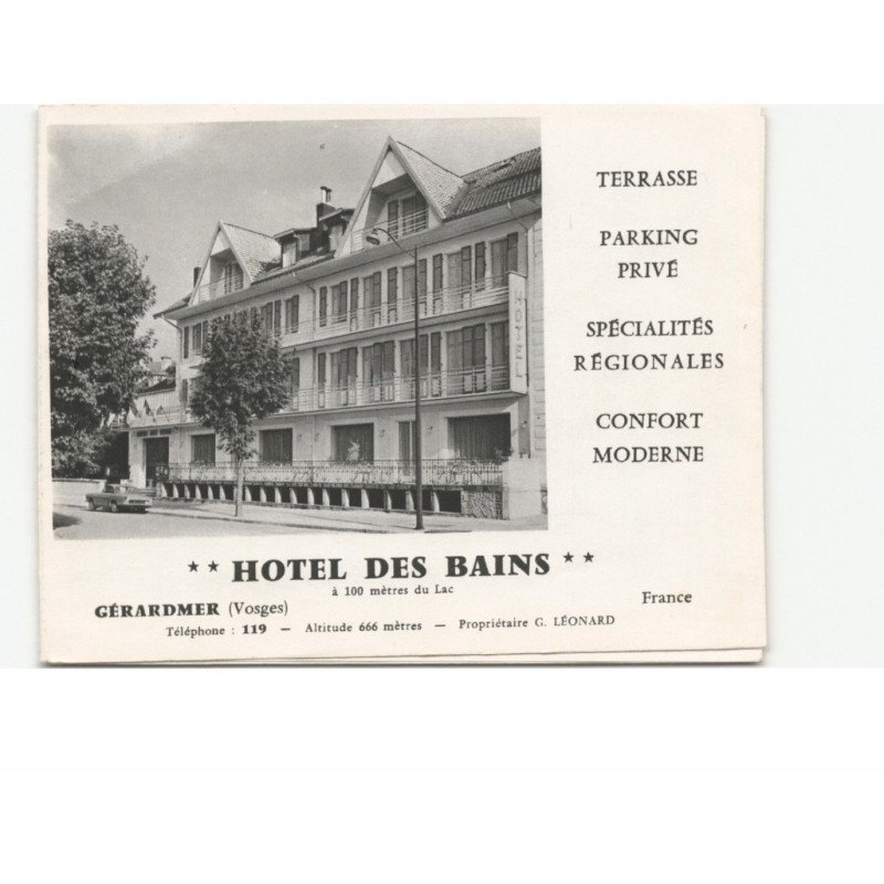 GERARDMER: hôtel des bains vue aérienne 10x15 - très bon état