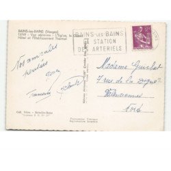 BAINS-les-BAINS: l'église le grand hôtel et l'établissement thermal vue aérienne 10x15 - très bon état